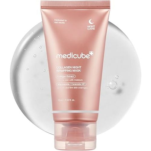 medicube Collagen Overnight Wrapping Peel Off Facial Mask Pack - Elasticity & Hydration Care, Reduces Sagging & Dullness - Hydrolyzed Collagen For Glowing Skin - Korean Skin Care, 2.53 fl.oz