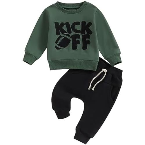 Baby Boy Clothes Fall 6 12 18 24 Months Football Long Sleeve Pullover Tops & Pant Sets Toddler Winter Outfits