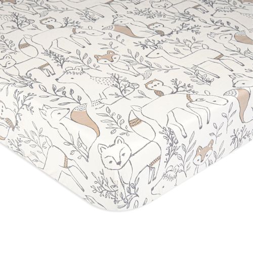 Ezra Woodland Animal 100% Cotton Sateen Fitted Crib Sheet