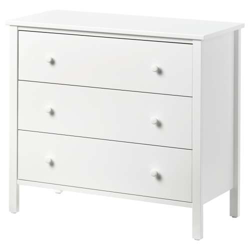 KILBERGET 3-drawer chest - white/anchor/unlock function 33 7/8x30 3/4 "
