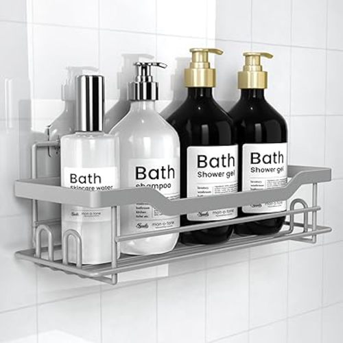 Shower Caddy Shelves Organizer Rack, Single Pack Shower Caddy, Shower Shelves for Inside Shower, No Drilling Wall Mounted Self Adhesive Shower Shelves, Paint Nickel