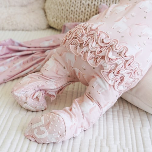 Sweet Unicorn Ruffle Zipper Footie