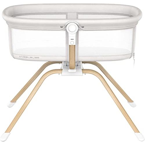 ANGELBLISS 3 in 1 Rocking Bassinet & Baby Bassinet Bedside Crib, One-Second Convert Travel Portable Bassinet Newborn Baby (White)
