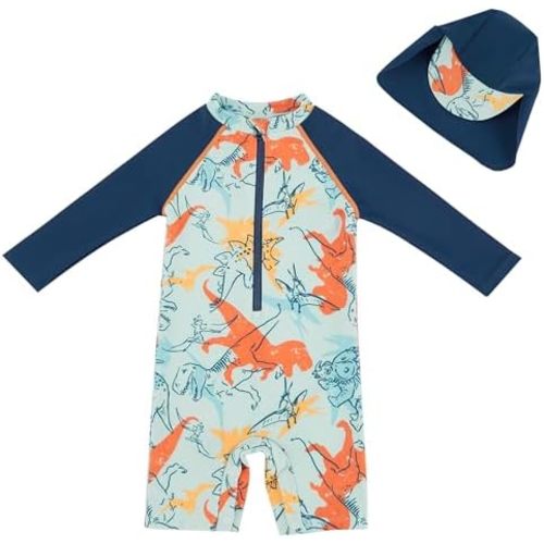 UMELOK Baby Boys UPF 50+ Sun Protection One Piece Rashguard Swimsuit with Snap Bottom