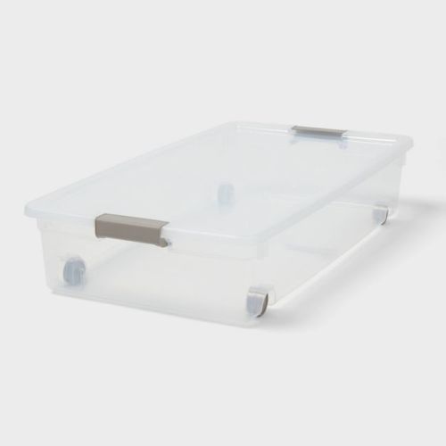 60qt Latching Clear Storage Box with Gray Latches - Brightroom™