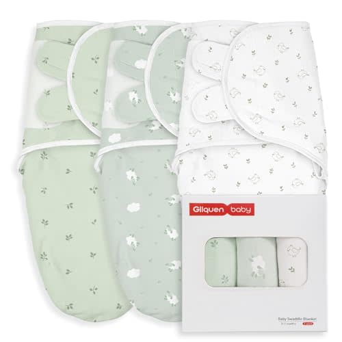 GLLQUEN BABY Swaddles 0-3 Months, 3-Pack Baby Swaddles for Newborn,Baby Girls, Boys Infant Sleep Sack, Easy Swaddling Wrap, Soft & Snug Newborn Sleep Sack, Nursery Swaddle Blankets Essentials