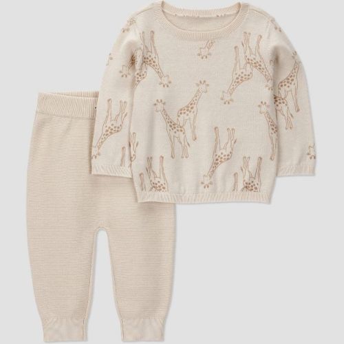 Carter's Just One You® Baby 2pc Giraffe Sweater and Jogger Pants Set - Cream 6M