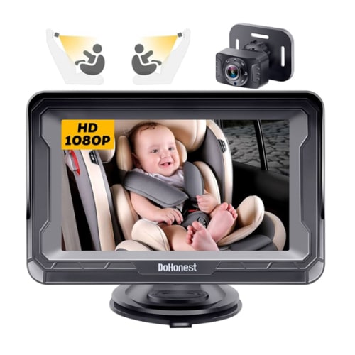 DoHonest Baby Car Camera HD 1080P - Rear-Facing Car Baby Monitor with Night Vision, Adjustable View Angle, Easy Setup, Anti-Glare Display, Safety for Kids & Infants