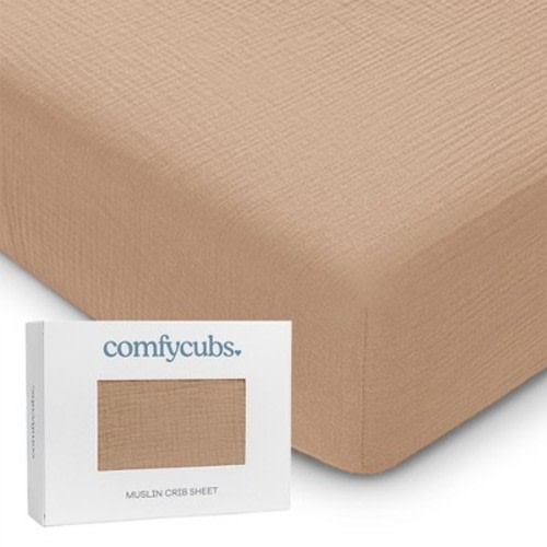 Muslin Fitted Crib Sheet, Extra Soft 100% Muslin Cotton Crib Sheets for Standard Crib and Toddler Mattresses by Comfy Cubs, Color: Cedar