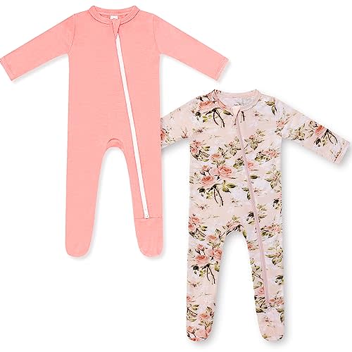 HAPIU Rayon from Bamboo Baby Footed Pajamas, 2 Way Zipper YKK, Footie for Baby Boy Girls, Newborn-24 Months