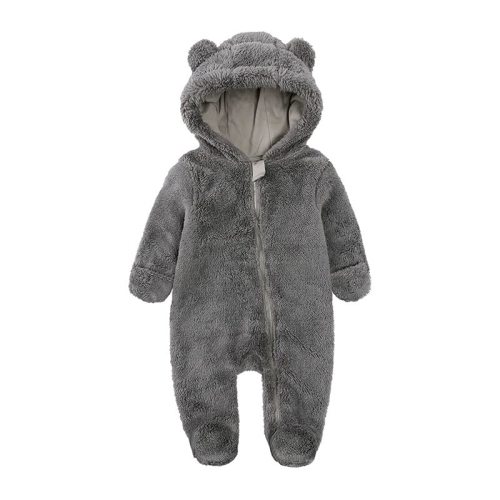 IADOER Baby Newborn Snowsuit Fleece Winter One-Piece Suit Cartoon Bear Warm Hooded Jumpsuit Outwear Outfits for Girls Boys
