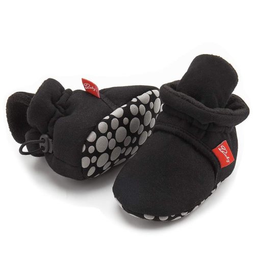 Sawimlgy Newborn Infant Baby Girl Boy Cotton Booties Stay On Sock Slippers Soft Bedroom Shoes Non-Skid Ankle Boots With Grippers Toddler Crib Warm Shoe First Walker Birthday Shower