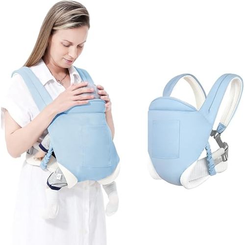 MIAO PAW Baby Sling Carrier - Newborn to Toddler, Breathable Carrier with Adjustable Infant Hip Seat, Nursing Sling Wrap Carries 7-45 Lbs, Blue