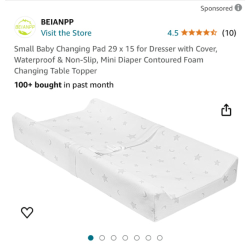 BEIANPP Small Baby Changing Pad 29 x 15 for Dresser with Cover, Waterproof & Non-Slip, Mini Diaper Contoured Foam Changing Table Topper : Baby