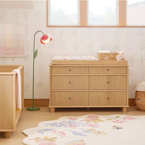Elora 6-Drawer Changing Table (56") Blonde Oak Dresser