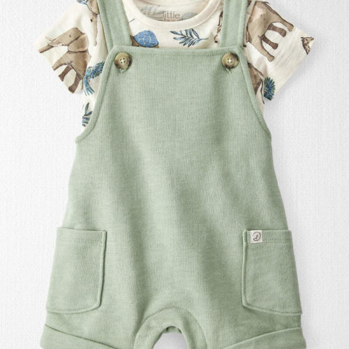 Safari Print, Moss Green Baby 2-Piece Organic Cotton Shortall Set | Carter’s Oshkosh Canada