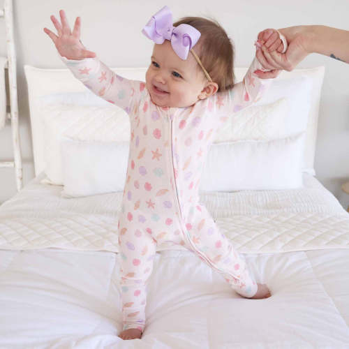 Saltwater Shells Bamboo Waffle Convertible Zip Romper