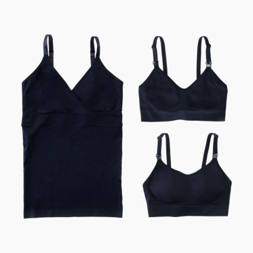 Ingrid and Isabel Nursing Bra + Pumping Bra + Cami Bundle - Black, S