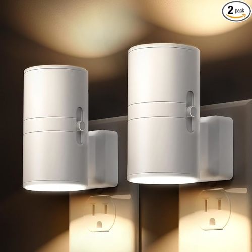 L LOHAS LED Night Light Plug in, Night Lights Plug into Wall, Light Sensor, 0-100LM, Soft White 3000K, Dimmable Night Light, Modern Night Light for Hallway Bedroom Stairway, 2 Pack