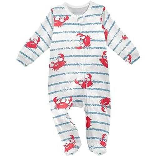 Bug Flowers Cockroach Baby One-Piece Footies Long Sleeve Rompers Pajamas Zip Front Pjs for Boys Girls kids 3M