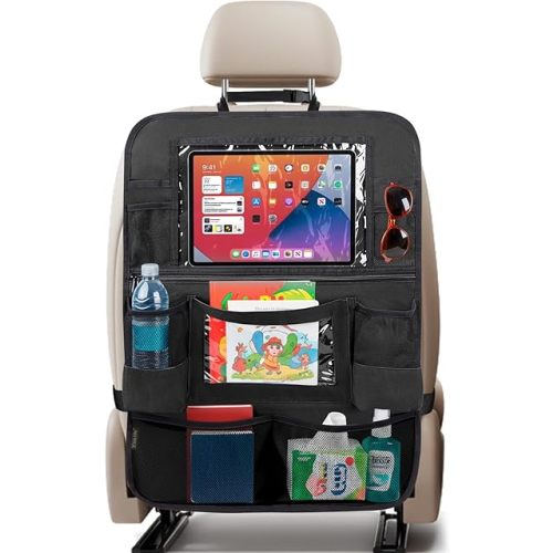 BALEINE Backseat Car Organizer, Back Seat Car Organizers and Storage, Kick Mats Back Seat Protector, Travel Accessories for Most Automotive (1 Pack, Black)