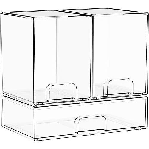 3 Set Baby Bottle Organizer for Countertop,BPA Free Bottle Station Organizer for Breast Pump Parts,Pacifier and Baby Accessories,Clear Stackable Storage Drawers and Home Edit Storage Containers