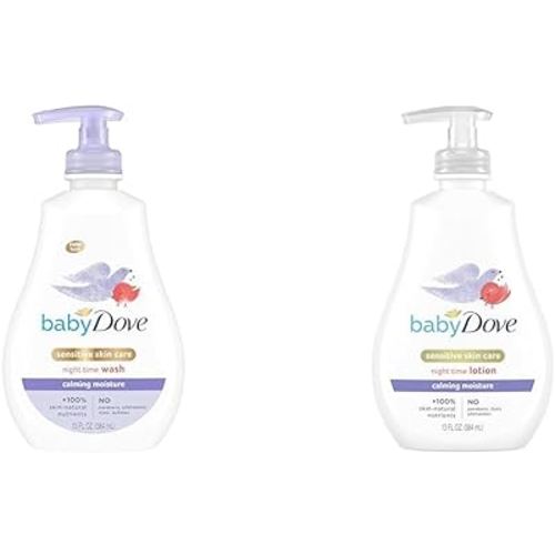 Baby Dove Sensitive Skin Care Baby Wash Calming Moisture For a Calming Bath Wash Hypoallergenic & Sensitive Skin Care Baby Lotion For a Soothing Scented Lotion Calming Moisture
