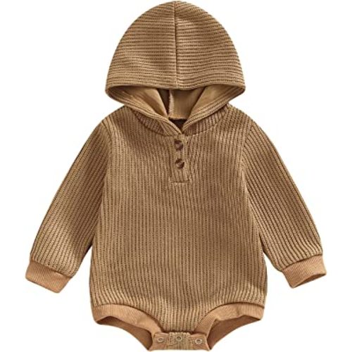 Thorn Tree Newborn Baby Boys Hooded Sweatshirt Long Sleeve Solid Romper Infant Baby Fall Winter Spring Outfits