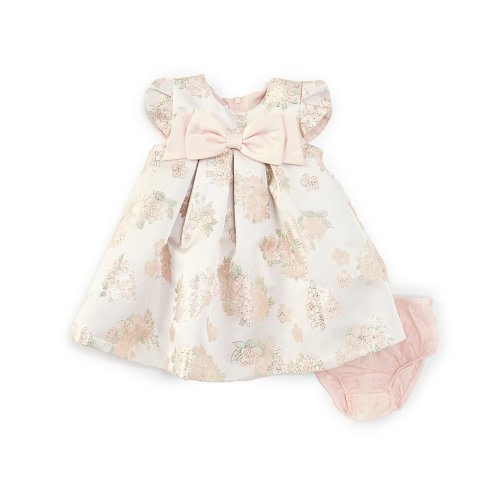 Bonnie Jean Baby Girls Newborn-24 Months Cap Sleeve Floral Jacquard Trapeze Bow Dress