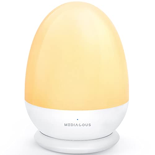 Night Lights for Kids Room, MediAcous Baby Night Light with Stable Charging Pad, Dimmable Kids Night Light with 1H Timer & Touch Control, ABS+PC LED Egg Lamps for Breastfeeding, Up to 200H