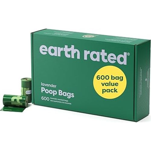 Earth Rated Dog Poop Bags Value Pack, Leak-Proof and Extra-Thick Pet Waste Bags for Big and Small Dogs, Refill Rolls, Lavender Scented, 600 Count