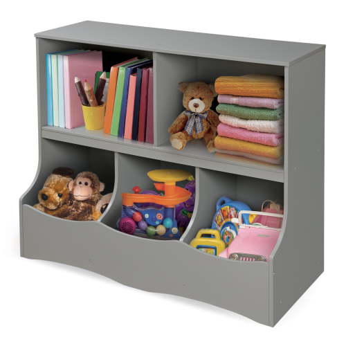 Badger Basket Children’s Multi-Bin Wood Toy Storage Cubby 6.4 Cu ft. - Gray