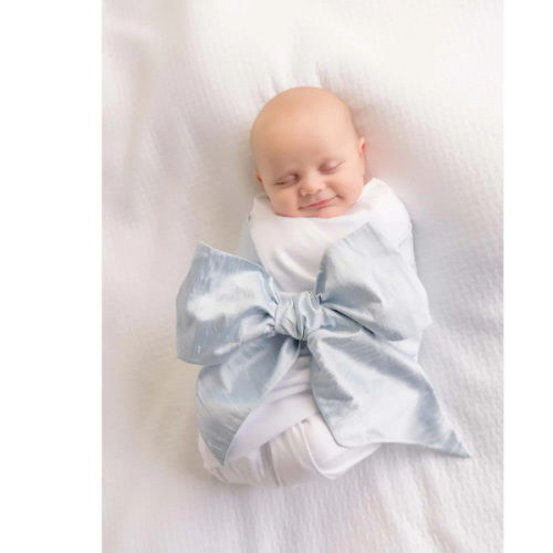 Bow Swaddle ® - Sea Blue Silk