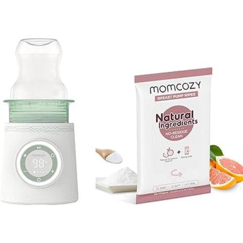 Momcozy Portable Bottle Warmer & Momcozy Natural Breast Pump Wipes