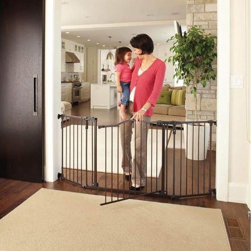 Toddleroo by North States 72” wide Deluxe Décor Baby Gate: Sturdy safety gate with one hand operation. Extra wide baby gate. Hardware Mount. Fits 38.3 - 72” Wide. (30" Tall, Matte Bronze)