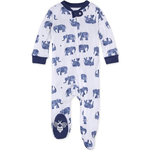 Burt's Bees Baby Boys' Sleep & Play PJs, 100% Organic Cotton One-Piece Zip Front Jumpsuit, Baby Boys Footie Pajamas & PJs