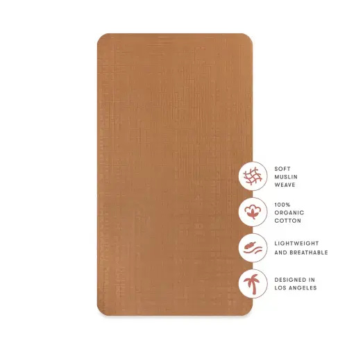 Crib Sheet in GOTS Certified Organic Muslin Cotton - Burnt Sienna