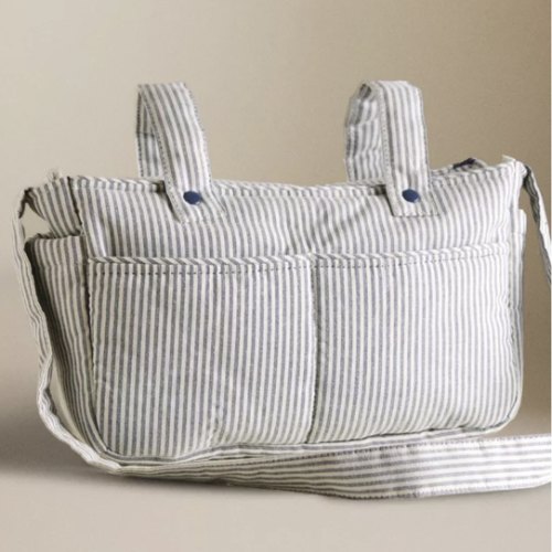 STRIPED COTTON MATERNITY BAG