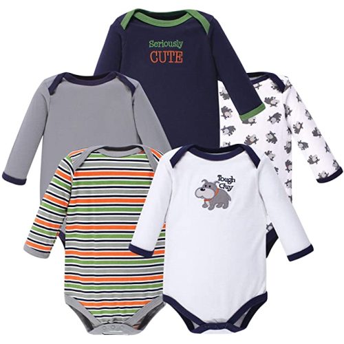 Luvable Friends Unisex Baby Cotton Long-Sleeve Bodysuits - Dog
