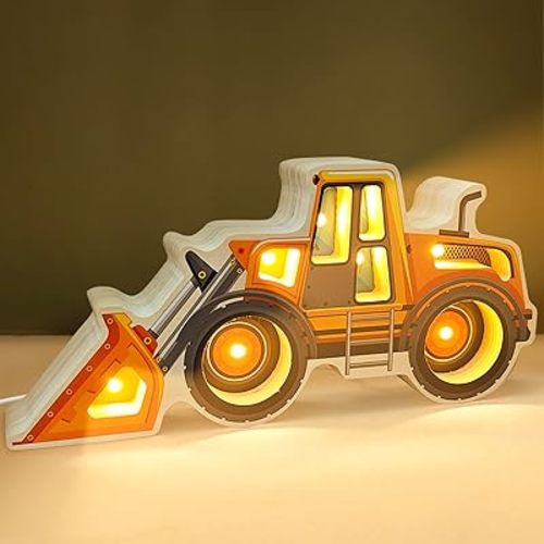 Night Light for Kids, Wooden Loader with Led Night Light, Nursery Nightlight for Toddler Ages 3+ Boys and Girls, Cute Lamps for Birthday Gift, Christmas, New Year, Kids Room Decor, Bedroom