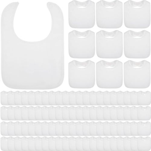 Toulite 20 Pcs White Bibs for Baby Washable Reusable Waterproof Cotton Feeder Bibs with Double Sided Design for Baby Shower Activity and Gifts