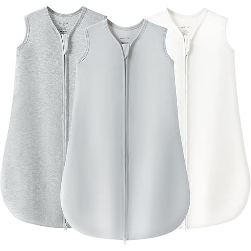 JELLYMONI Baby Sleep Sack 6-12 Months 100% Cotton Wearable Blanket, 0.5 TOG Soft Lightweight Toddler Sleeping Sack 3 Pack 2-Way Zipper Newborn Sleep Sacks