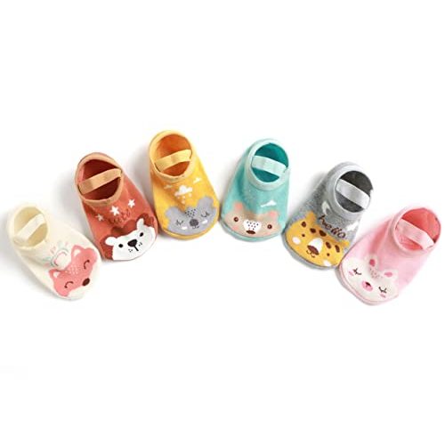 Zumou Baby Non Skid Anti Slip Socks Grip for Toddler Girls Boys Slipper 0-36 Months 6 Pairs