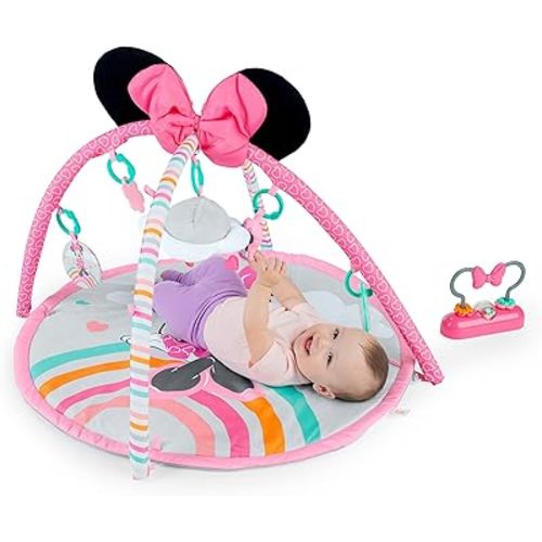 Bright Starts Disney Baby Minnie Mouse Forever Besties Activity Gym with Music and Lights, Pink, Newborn+