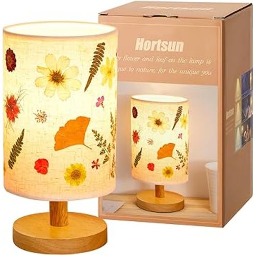 Hortsun Flower Lamp - Pressed Flower Bedside Lampshade for Table, Living Room, Dorm, Home Office (Modern Style, 1 Pcs)