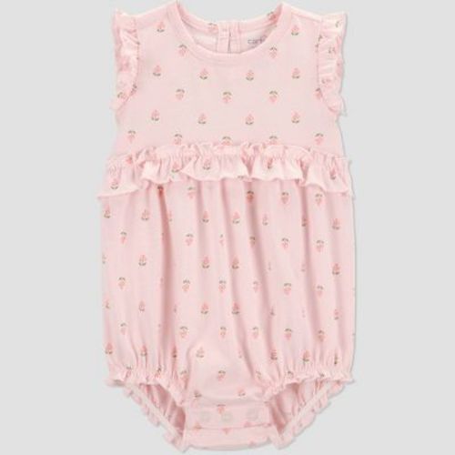 Carter's Just One You® Baby Girls' Geo Ruffle Bubble Romper - Pink Newborn