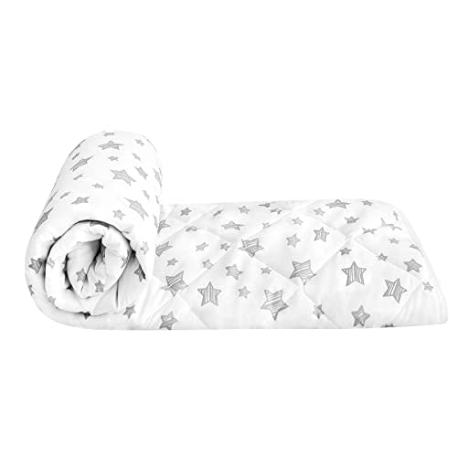 Baby Blanket for Boys and Girls, Soft Cozy Toddler Comforter Quilted with White Star Print, Ultra Soft and Comfortable Down Alternative Crib Comforter, 39x47 Inches