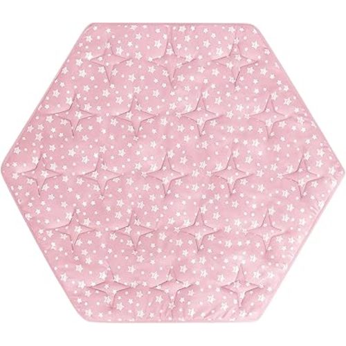 Hexagon Playpen Mat Fits POP 'N GO Baby Playpen - Pink with Star Print