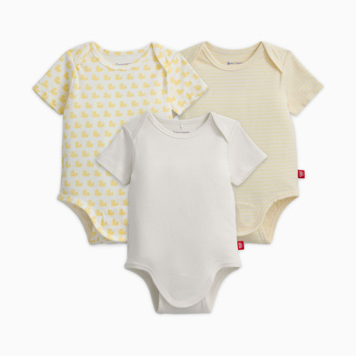 Magnetic Me Organic Cotton Magnetic Bodysuit (3 Pack) - Yellow Duck Multi, Newborn