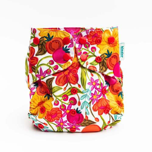 Floral: Essentials Pocket Cloth Diaper with Athletic Wicking Jersey, Grows with your Baby
